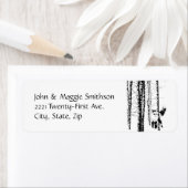 Fox Birch Tree Forest Animal Silhouette Natuur Art Etiket (Insitu)