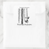 Fox Birch Tree Forest Animal Silhouette Natuur Art Vierkante Sticker (Tas)