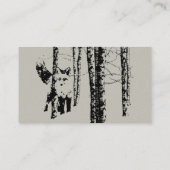 Fox Birch Tree Forest Animal Silhouette Natuur Art Visitekaartje (Achterkant)
