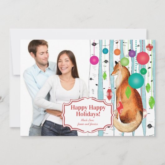  Fox Birch Tree Kaart voor kerstmis (Voorkant)