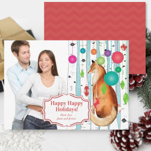 Fox Birch Tree Kaart voor kerstmis