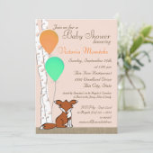 Fox Birch Tree Woodland Baby shower Kaart (Staand voorkant)