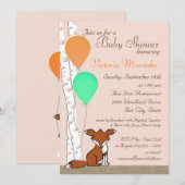 Fox Birch Tree Woodland Baby shower Kaart (Voorkant / Achterkant)