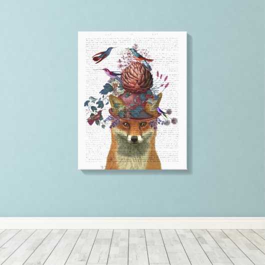 Fox Birdkeeper met Artichoke Canvas Afdruk (Insitu (Houten vloer))