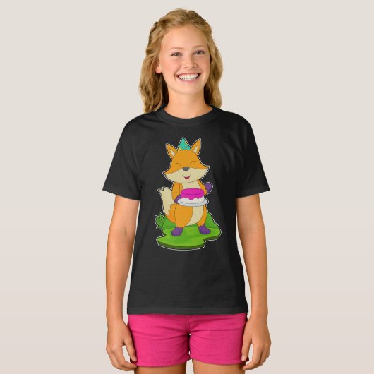 Fox Birthday Cake T-shirt (Voorkant volledig)