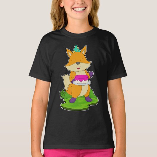Fox Birthday Cake T-shirt (Voorkant)