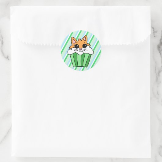 Fox Birthday Cupcake Ronde Sticker (Tas)