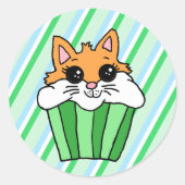 Fox Birthday Cupcake Ronde Sticker (Voorkant)