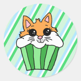 Fox Birthday Cupcake Ronde Sticker