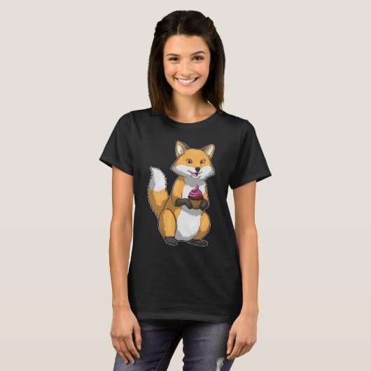 Fox Birthday Cupcake T-shirt (Voorkant volledig)