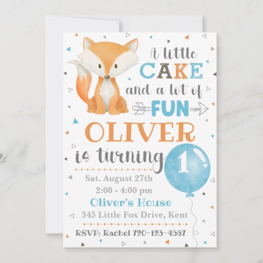 Fox Birthday Invitation | Little Fox Invitation Kaart (Voorkant)