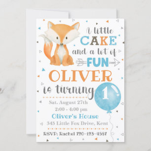 Fox Birthday Invitation   Little Fox Invitation Kaart