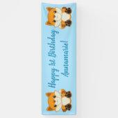 Fox Birthday Party Blue Spandoek (Verticaal)