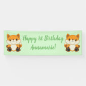 Fox Birthday Party Green Spandoek (Horizontaal)
