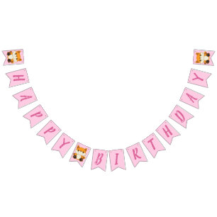 Fox Birthday Party roze Vlaggetjes