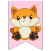 Fox Birthday Party roze Vlaggetjes (Eerste vlag)