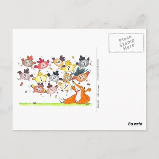 FOX BIRTHDAY SURPRISE briefkaart (Achterkant)