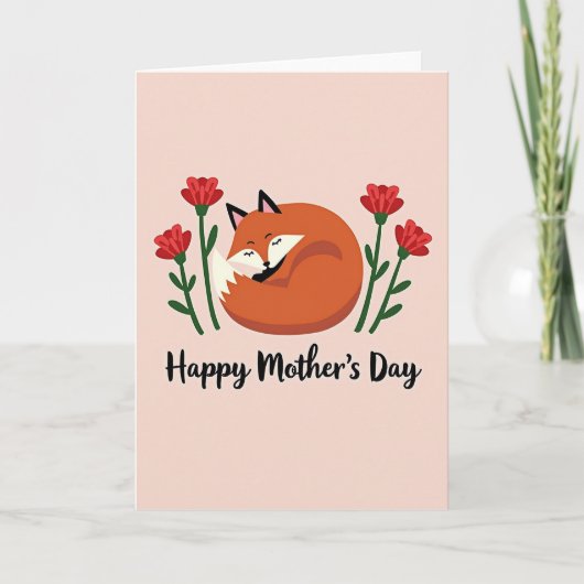 Fox Bloem Moederdag Wenskaart Kaart (Voorkant)