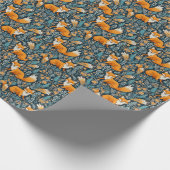 Fox Bloemen Blauw Wrapping Papier (Hoek)