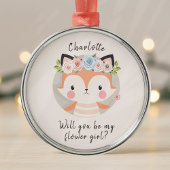 Fox Bloemenmeisje Voorstel Kaart Metalen Ornament