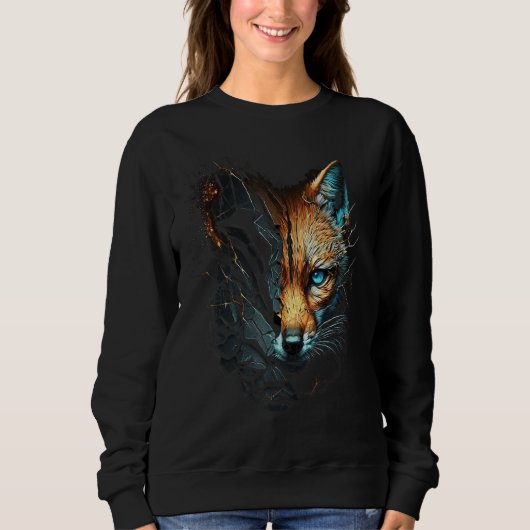 Fox Blue Eyes Animal Print Fox Trui (Voorkant)