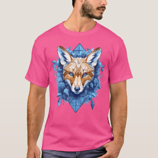 Fox Blue Eyes Gezicht Polygon Geometrische Dierenp T-shirt