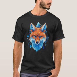 Fox Blue Eyes Gezicht Polygon Geometrische Dierenp T-shirt