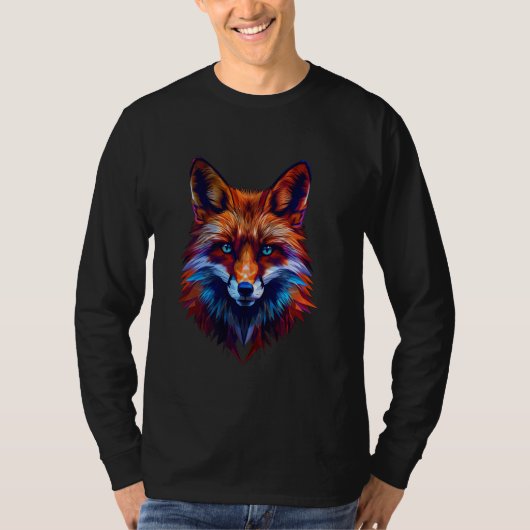 Fox Blue Eyes Polygon geometrische vossen Poly Art T-shirt (Voorkant)