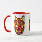 Fox boho abstracte kunst bohemian wolf rood paarse mok (Links)