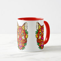Fox boho abstracte kunst bohemian wolf rood paarse