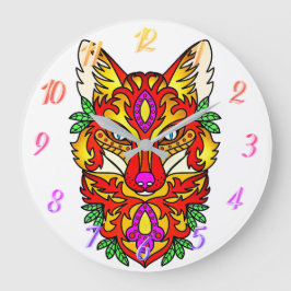 Fox boho abstracte kunst grote klok