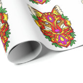 Fox boho abstracte kunst wolf rood paarse cadeaupapier (Rol Hoek)