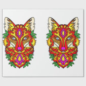 Fox boho abstracte kunst wolf rood paarse wit cadeaupapier (Vlak)