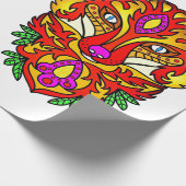 Fox boho abstracte kunst wolf rood paarse wit cadeaupapier (Hoek)