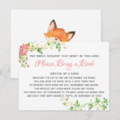 Fox Boho Floral Bring a Book Library Baby shower Uitnodiging Briefkaart (Voorkant / Achterkant)