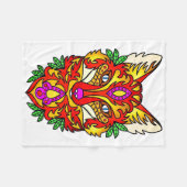 Fox boho wolf abstracte kunst rood paarse wit fleece deken (Voorkant (Horizontaal))