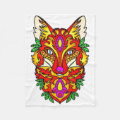 Fox boho wolf abstracte kunst rood paarse wit fleece deken (Voorkant)