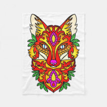Fox boho wolf abstracte kunst rood paarse wit