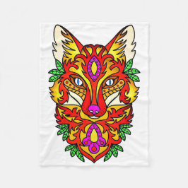 Fox boho wolf abstracte kunst rood paarse wit fleece deken