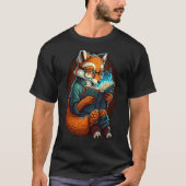 Fox Book Reading Nerd Geek Funny Librarian 1 T-shirt (Voorkant)
