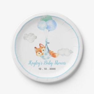 Fox Borden - Baby shower van jongen met ballon Papieren Bordje