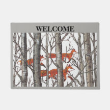 Fox Bossen Gray Welkom Doormat Personaliseren