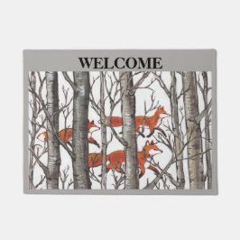 Fox Bossen Gray Welkom Doormat Personaliseren Deurmat