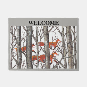 Fox Bossen Gray Welkom Doormat Personaliseren Deurmat