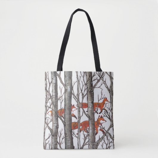 Fox Bossen Wildlife Natuur Treeit sneeuwgrijze kun Tote Bag (Voorkant)