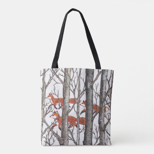 Fox Bossen Wildlife Natuur Treeit sneeuwgrijze kun Tote Bag (Achterkant)