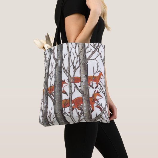 Fox Bossen Wildlife Natuur Treeit sneeuwgrijze kun Tote Bag (Dichtbij)