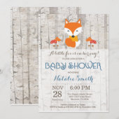 Fox Boy Baby shower Invitation Rustic Woodland Kaart (Voorkant / Achterkant)