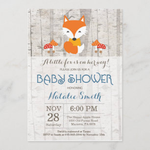 Fox Boy Baby shower Invitation Rustic Woodland Kaart