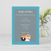 Fox bruid bruidegom Schattige Blauwgroen grijs per Kaart (Staand voorkant)